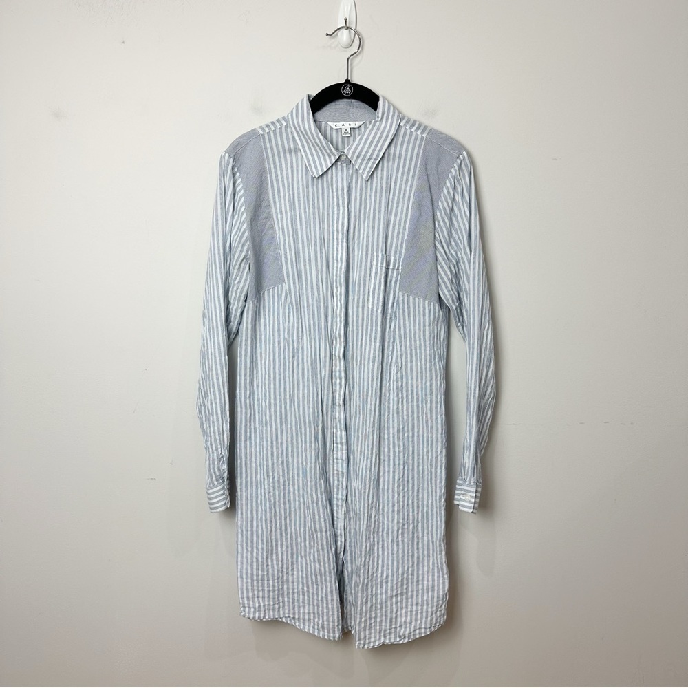 cabi Pucker Stripe Button Down Blue White Shirt Style #244 - Picture 2 of 7